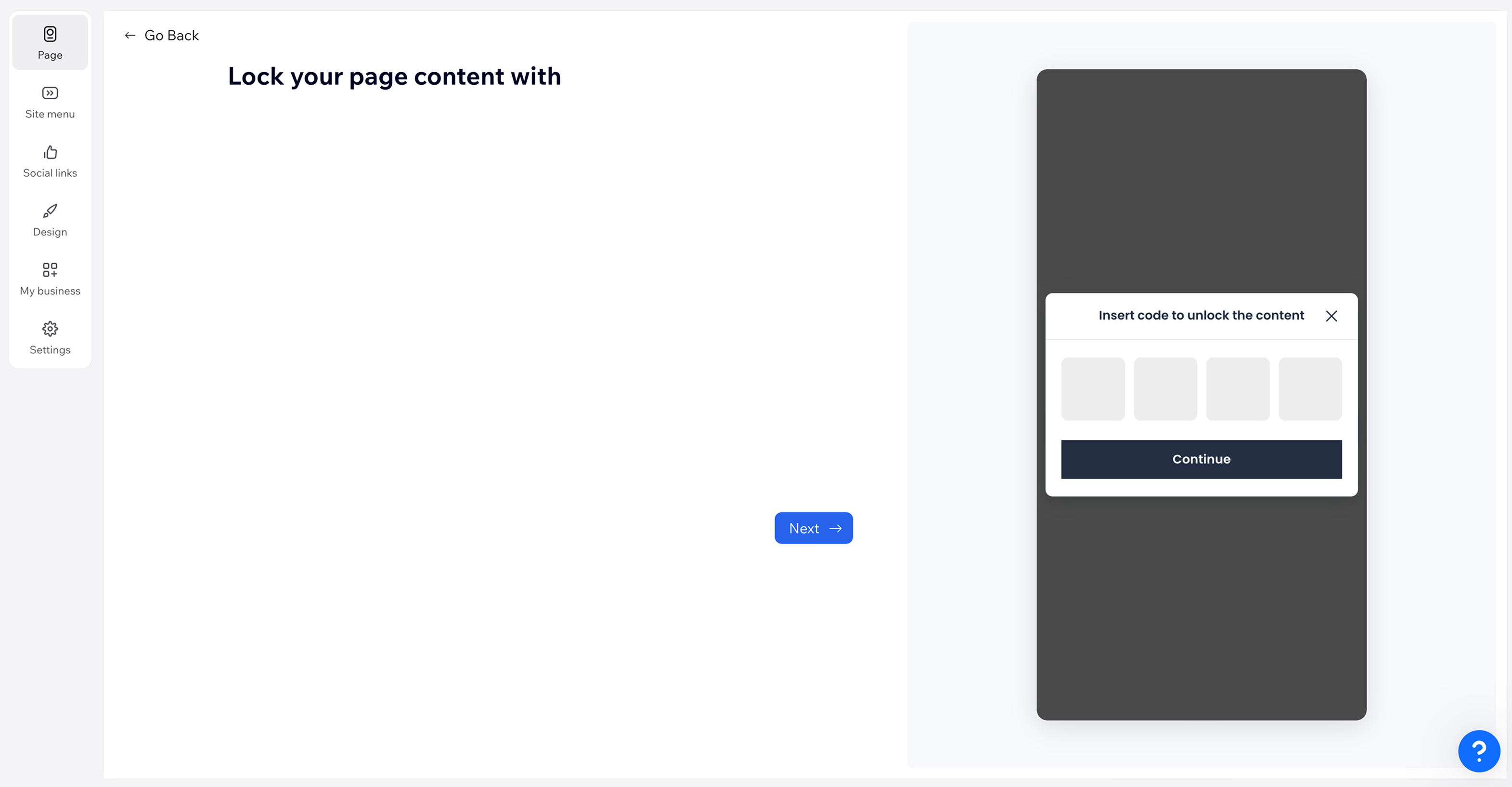 Lock panel inside the Hopp editor