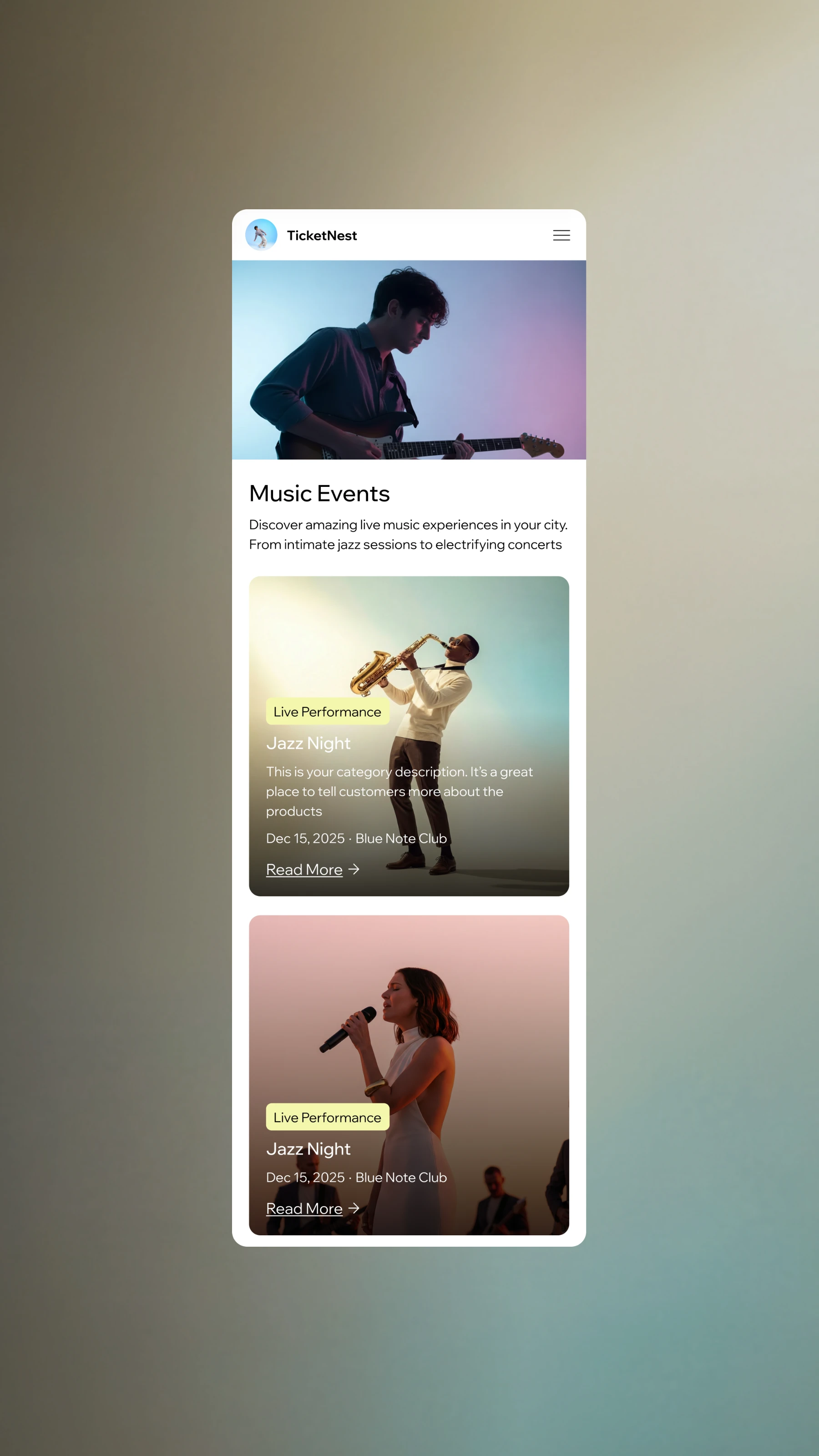 TicketNest template - default event content